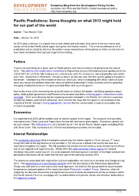 Pacific Predictions: Some Thoughts on What 2012 Might Hold for Our Part of the World
