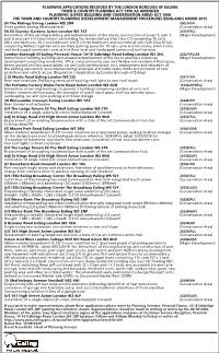 Planning Applications Received by the London