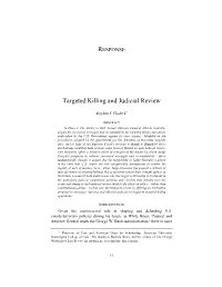 RESPONSE Targeted Killing and Judicial Review