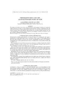 Thermodynamics and Life: an Evolutionary Point of View