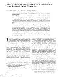 Effect of Sustained Cyclovergence on Eye Alignment: Rapid Torsional Phoria Adaptation