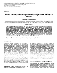 Half a Century of Management by Objectives (MBO): a Review