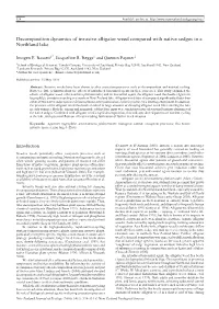 Decomposition Dynamics of Invasive Alligator Weed Compared with Native Sedges in a Northland Lake
