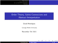Order Theory, Galois Connections and Abstract Interpretation