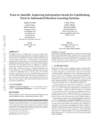 Trust in Automl: Exploring Information Needs for Establishing Trust in Automated Machine Learning Systems