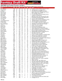 2008 MLB.Com Fantasy Preview: Catchers