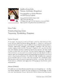 Constructing Jazz Lines. Taxonomy, Vocabulary, Grammar