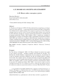 G. E. MOORE on CONCEPTS and JUDGMENT* G. E. Moore Sobre Conceptos Y Juicio