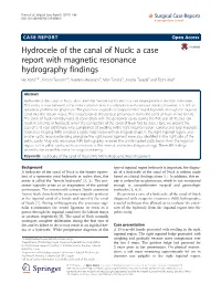 Hydrocele of the Canal of Nuck: a Case Report with Magnetic Resonance