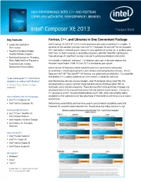 Intel® Composer XE 2013 Product Brief