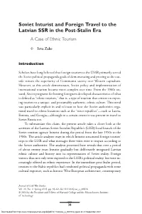 Soviet Inturist and Foreign Travel to the Latvian SSR in the Post-Stalin Era a Case of Ethnic Tourism