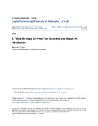 1. Filling the Gaps Between Test Outcomes and Usage: an Introduction