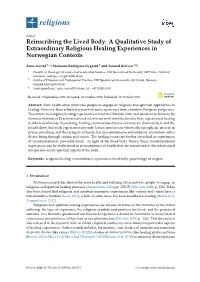 A Qualitative Study of Extraordinary Religious Healing Experiences in Norwegian Contexts