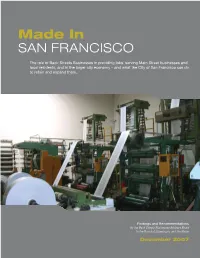 Back Streets Businesses Advisory Board Report to the Board of Supervisors