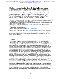 Dietary Specialisation in a Critically Endangered Pipefish Revealed by Faecal Edna Metabarcoding