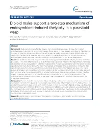 Diploid Males Support a Two-Step Mechanism of Endosymbiont-Induced Thelytoky in a Parasitoid Wasp Wen-Juan Ma1,2*, Bart A