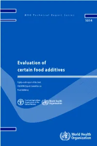 Evaluation of Certain Food Additives