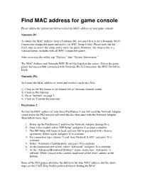 Find MAC Address for Game Console