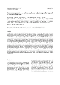 Genetic Management of the Red Squirrel, Sciurus Vulgaris: a Practical Approach to Regional Conservation