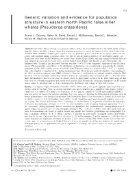 Genetic Variation and Evidence for Population Structure in Eastern North Pacific False Killer Whales (Pseudorca Crassidens)