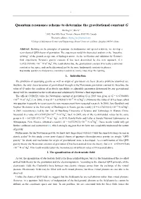 Quantum Resonance Scheme to Determine the Gravitational Constant G
