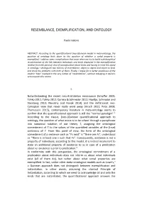Resemblance, Exemplification, and Ontology