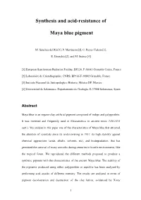 Synthesis and Acid-Resistance of Maya Blue Pigment