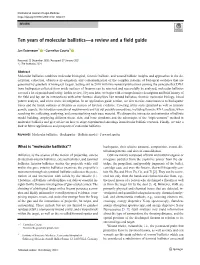 Ten Years of Molecular Ballistics—A Review and a Field Guide