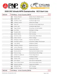 2020 CNZ Schools MTB Championship - XCO Start Lists