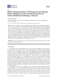 Elastic Characterization of Transparent and Opaque Films, Multilayers and Acoustic Resonators by Surface Brillouin Scattering: a Review