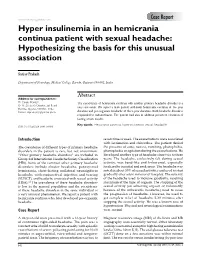 Hyper Insulinemia in an Hemicrania Continua Patient with Sexual Headache: Hypothesizing the Basis for This Unusual Association