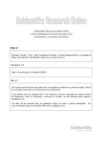 Martinho, Claudia. 2019. Aural Architecture Practice: Creative Approaches for an Ecology of Affect