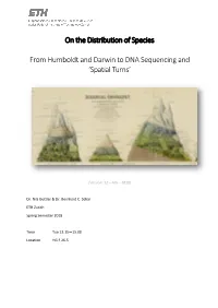 On the Distribution of Species from Humboldt and Darwin to DNA