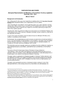 Participation and Power: Aboriginal Representation And