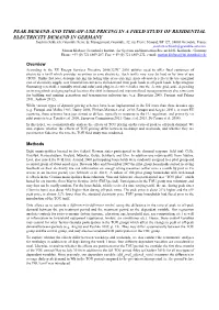 Peak Demand and Time-Of-Use Pricing in a Field Study Of