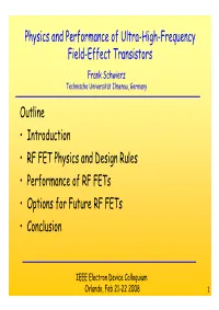 Physics and Performance of Ultra-High-Frequency Field-Effect