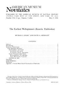 The Earliest Webspinners (Insecta: Embiodea)