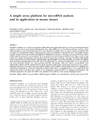 A Simple Array Platform for Microrna Analysis and Its Application in Mouse Tissues