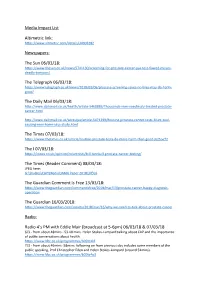 CAP Trial Media Impact List