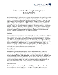 Defining Assets When Purchasing an Existing Business By: Evan L