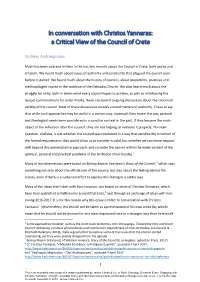 In Conversation with Christos Yannaras: a Critical View of the Council of Crete