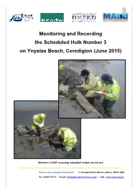 Monitoring and Recording the Scheduled Hulk Number 3 on Ynyslas Beach, Ceredigion (June 2015)