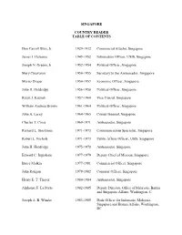 SINGAPORE COUNTRY READER TABLE of CONTENTS Don Carroll