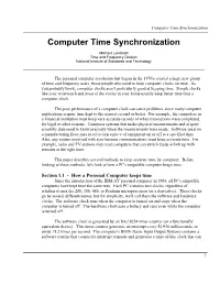 Computer Time Synchronization Computer Time Synchronization