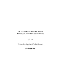 Newton's Early Unpublished Work in Mechanics I