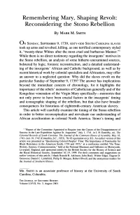 Reconsidering the Stono Rebellion