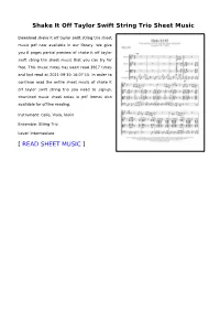 Shake It Off Taylor Swift String Trio Sheet Music