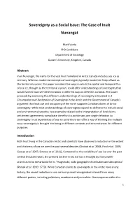 Sovereignty As a Social Issue: the Case of Inuit Nunangat