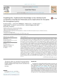 Traditional Fire Knowledge in Two Chestnut Forest Ecosystems of the Iberian Peninsula and Its Implications