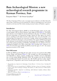 A New Archaeological Research Programme in Kerman Province, Iran